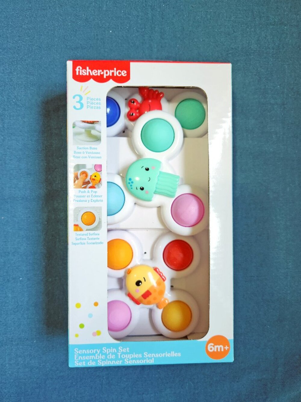 Fisher-Price Sensory Spin Set 3-Pc Suction Spinner Toys NWT
